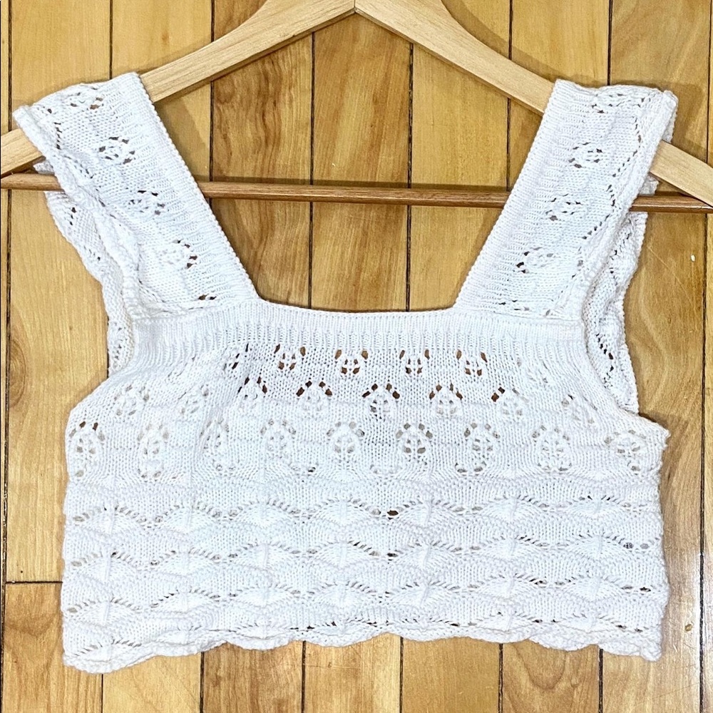 Urban outfitters white knit crop top